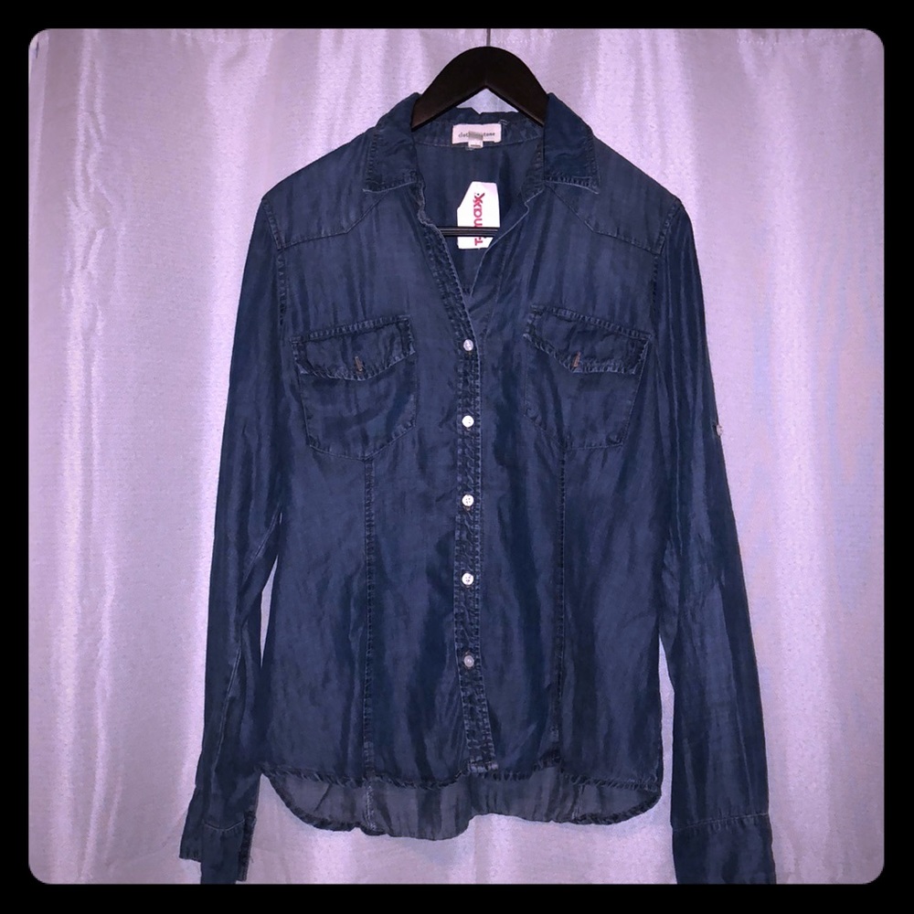 Cloth & stone soft denim cuff sleeve shirt sz L